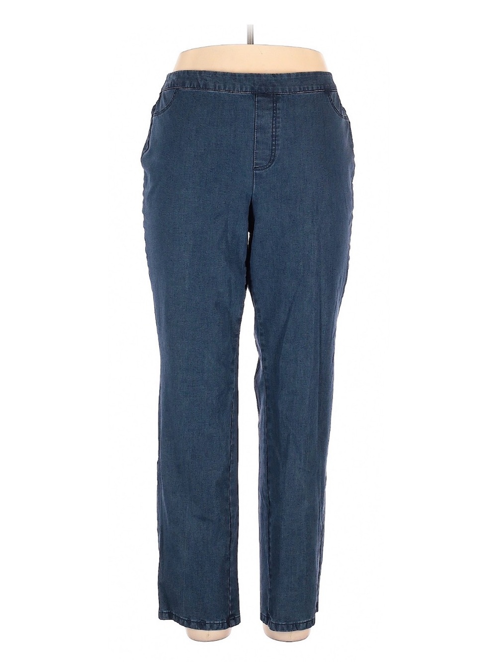 Isaac Mizrahi Dark Blue Straight-Leg Pull-On Jeans